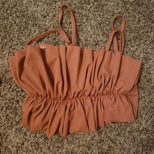 Swim top ribbed pink top